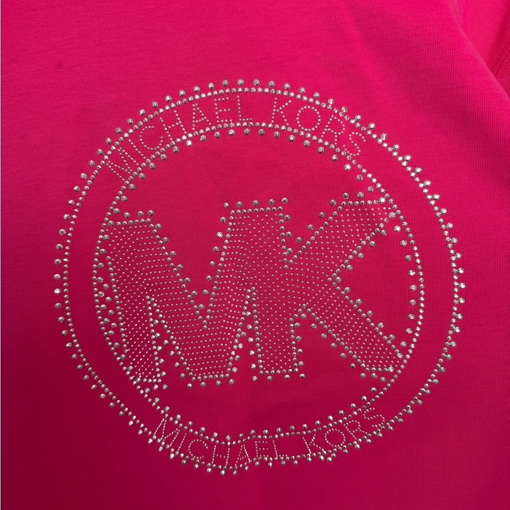 Michael Kors Pink Embellished Logo Cotton Blend Sweatshirt - Picture 6 of 8